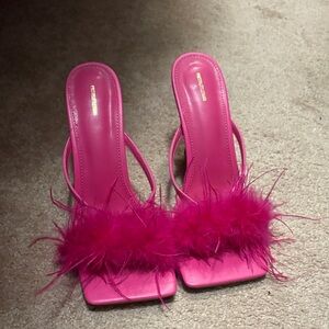 Pink Feathered Women's Sandals